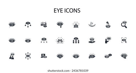Eye icon set.vector.Editable stroke.linear style sign for use web design,logo.Symbol illustration.