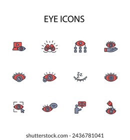 Eye icon set.vector.Editable stroke.linear style sign for use web design,logo.Symbol illustration.