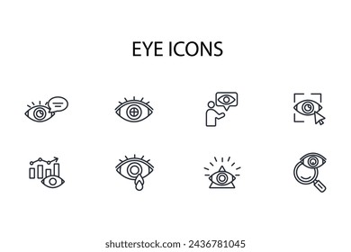 Eye icon set.vector.Editable stroke.linear style sign for use web design,logo.Symbol illustration.