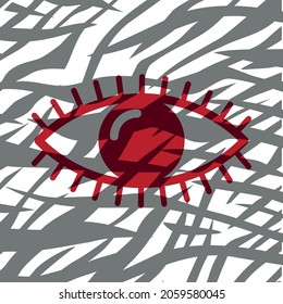 Icono ocular signo de ilustración de patrón plano y cebra