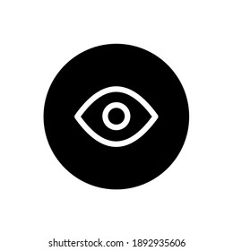 Eye icon. Eye sign symbol in black round style. Vector