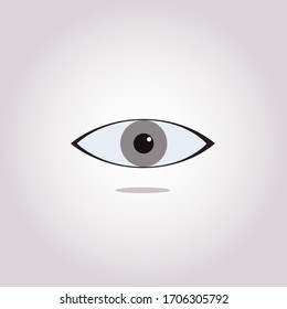 Eye icon. Simple black eye sign in flat style isolated on grey background. Simple vector symbol for web site design or button to mobile app. Vector illustration.