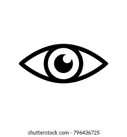 Eye icon. Simple black eye sign in flat style isolated on wihte background. Simple vector symbol for web site design or button to mobile app. Vector illustration.