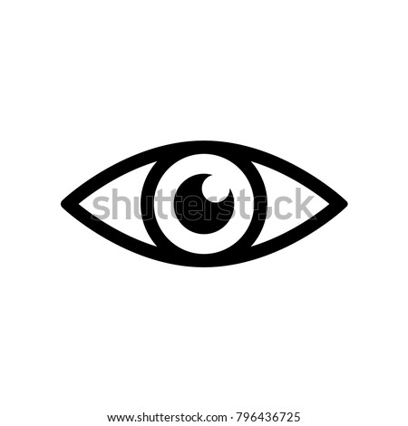 Eye icon. Simple black eye sign in flat style isolated on wihte background. Simple vector symbol for web site design or button to mobile app. Vector illustration.