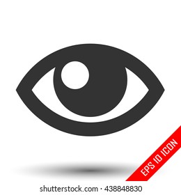 Eye icon. Simple flat logo of human eye on white background. Vector illustration.