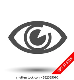 Eye icon. Simple flat logo of human eye on white background. Vector illustration.