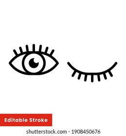 Eye icon. Simple line style for web and app. Human eye anatomy. Open and winking eyes on white background Business concepts eyesight pictogram vector illustration. Editable stroke EPS 10