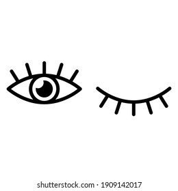Eye icon. Simple line style for web and app. Human eye anatomy. Open and winking eyes on white background Business concepts eyesight pictogram vector illustration. EPS 10