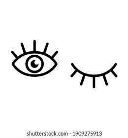 Eye icon. Simple line style for web and app. Human eye anatomy. Open and winking eyes on white background Business concepts eyesight pictogram vector illustration. EPS 10