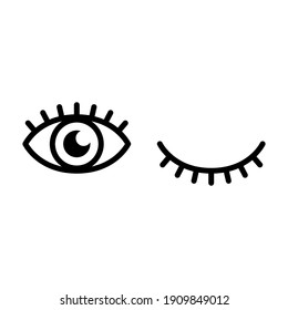 Eye icon. Simple line style for web and app. Human eye anatomy. Open and winking eyes on white background Business concepts eyesight pictogram vector illustration. EPS 10