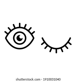 Eye icon. Simple line style for web and app. Human eye anatomy. Open and winking eyes on white background Business concepts eyesight pictogram vector illustration. EPS 10