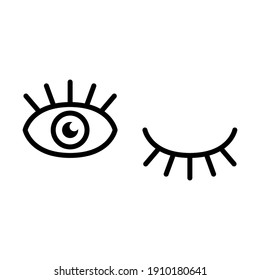 Eye icon. Simple line style for web and app. Human eye anatomy. Open and winking eyes on white background Business concepts eyesight pictogram vector illustration. EPS 10