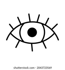 Eye icon. Simple line style for web, postcard, poster, design. Doodle human eye open isolated on white background .Business concepts eyesight. Vector illustration sign.