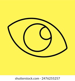 eye icon simple, line vector isolated on yellow background. trendy and modern design