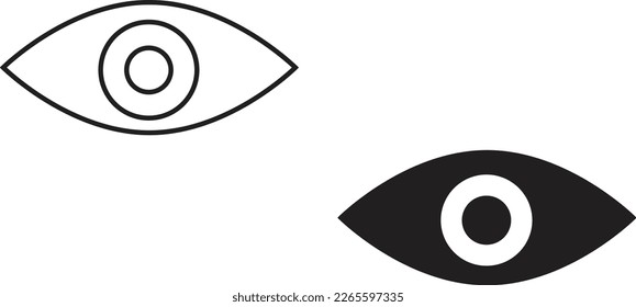Eye icon simple trendy flat style line and solid Isolated vector illustration on white background. For apps, logo, websites, symbol , UI, UX, graphic and web design. EPS 10.