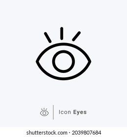 Eye icon in simple vector shape on bluish white background.