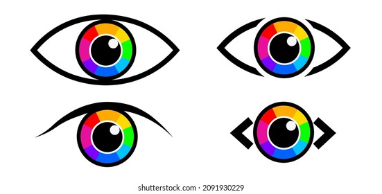 Eye icon - eye symbol. colorful eye icons. flat eye sign vector