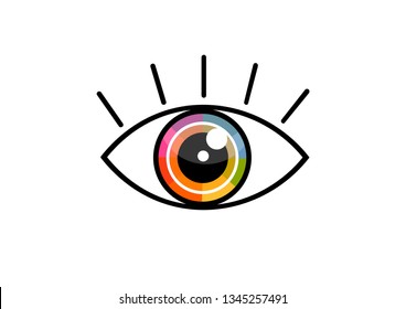 eye icon eye symbol eye flat colorful vector