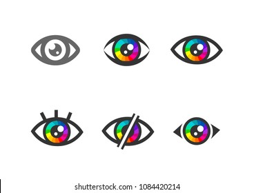 Eye icon - eye symbol. flat eye sign vector. colorful eye icons