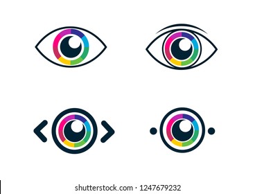 Eye icon - eye symbol. flat eye sign vector. colorful eye icons
