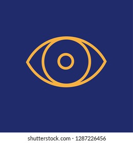 Eye icon, eye symbol. Flat vector sign isolated on blue background. Simple vector illustration for graphic and web design.