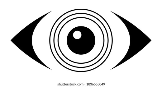 Eye icon, symbol, isolated on white background. Creative geometric eye, logo template. Flat design style. Vector monochrome illustration.