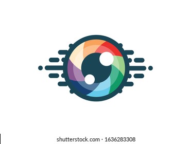 eye icon, eye symbol, eye logo flat colorful vector
