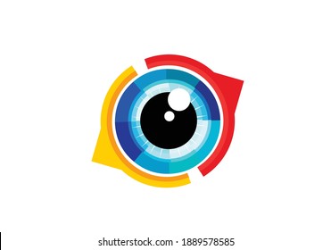 Augensymbol des Augenzeichens Logo des Augenzeichens flach bunter Vektorgrafik
