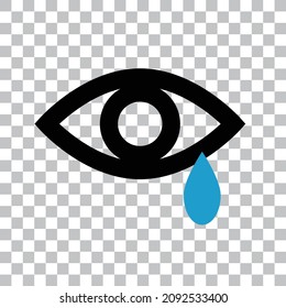 Eye icon with tears. Vector with transparent background.