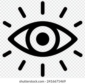 Auge Symbol dünne Linie für Web und mobile, moderne minimalistische flache Design. Sehsymbol. Retina scannt das Augensymbol. schwarzes Symbol einzeln auf transparentem Hintergrund.