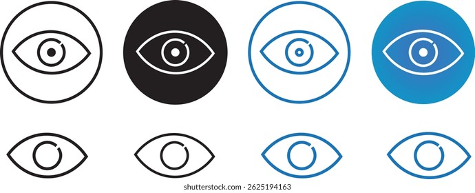 ícone de olho vetor set. ícone de visão arte de linha, símbolo de visão sinal, Definir vetores de olho. ícone preto isolado no vetor transparente,
