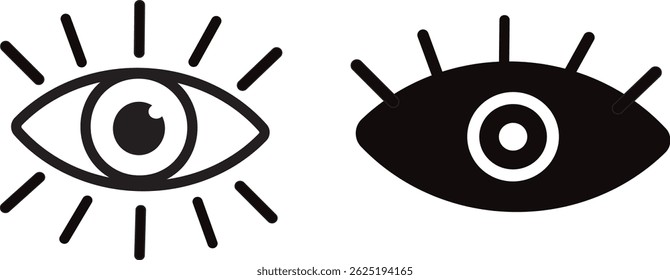 eye icon  vactor set. vision icon line art, eyesight symbol sign, Set vectors of eye. black icon isolated on transparent vactor,
