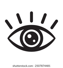 Icono del ojo, icono negro del globo ocular del Vector. 