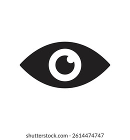 Eye Icon Vector, Black Silhouette with Swirling Pupil, Minimalist Design Isolated on White Background for Vision, Perception, and Health Concepts