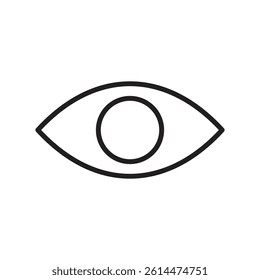 Eye Icon Vector, Black Silhouette with Swirling Pupil, Minimalist Design Isolated on White Background for Vision, Perception, and Health Concepts