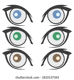 Ilustración del vector de iconos oculares. Ojos Con Patrón De Cubo. Ojos En Fondo Blanco