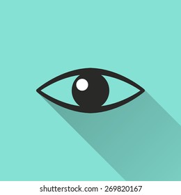 Eye icon, vector illustration, flat design.