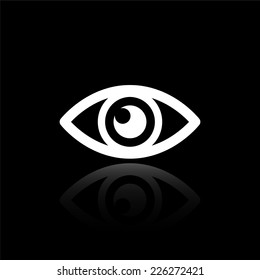 Eye icon - vector illustration with reflection isolated on black