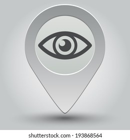 Eye icon - vector map pointer with shadow on light background