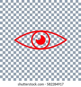 Eye icon - vector on transparent background. Red icon