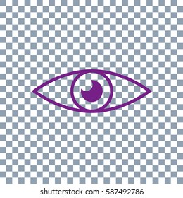 Eye icon vector on transparent background. Violet icon