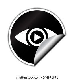 Eye icon - vector  with round sticker