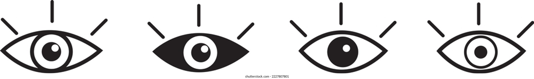 Eye icon vector set. Eyesight vision sign. Eye modern symbol isolated on white background.