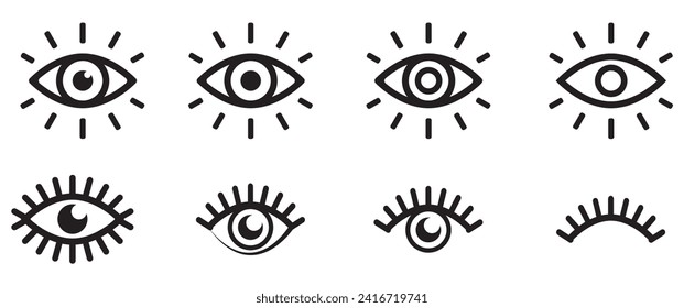 Eye icon vector set. Eyesight vision sign. Eye modern symbol isolated on white background.