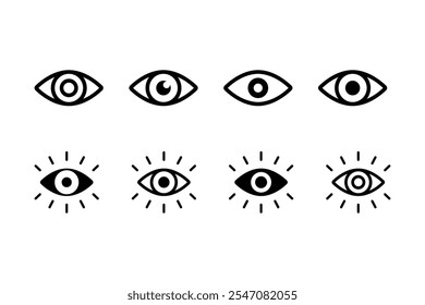 Eye icon vector set. Eyesight vision sign. Eye modern symbol isolated on white background.