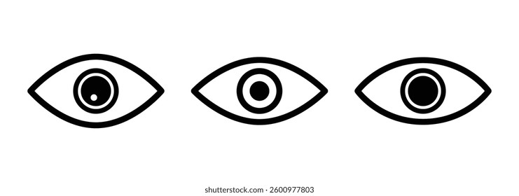 Eye icon vector set isolated on white background