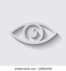 Eye icon - vector with shadow on a grey background