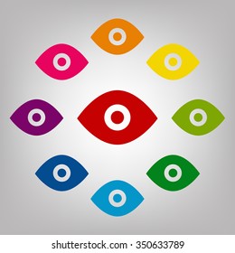 Eye icon vector sign. Icons colorful set