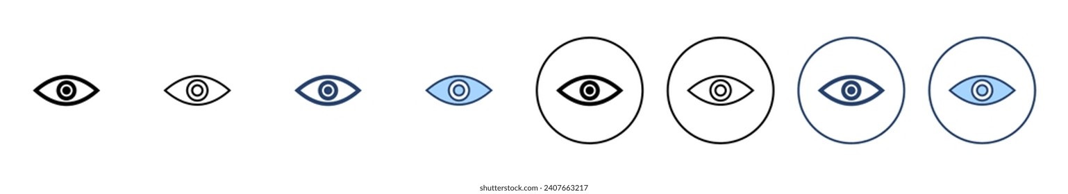 Vector de iconos oculares. Signo y símbolo ocular. Icono Mirar y Visión. 