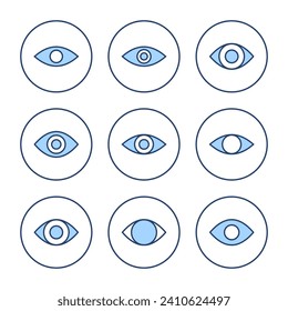 Vector de iconos oculares. Signo y símbolo ocular. Icono Mirar y Visión. 